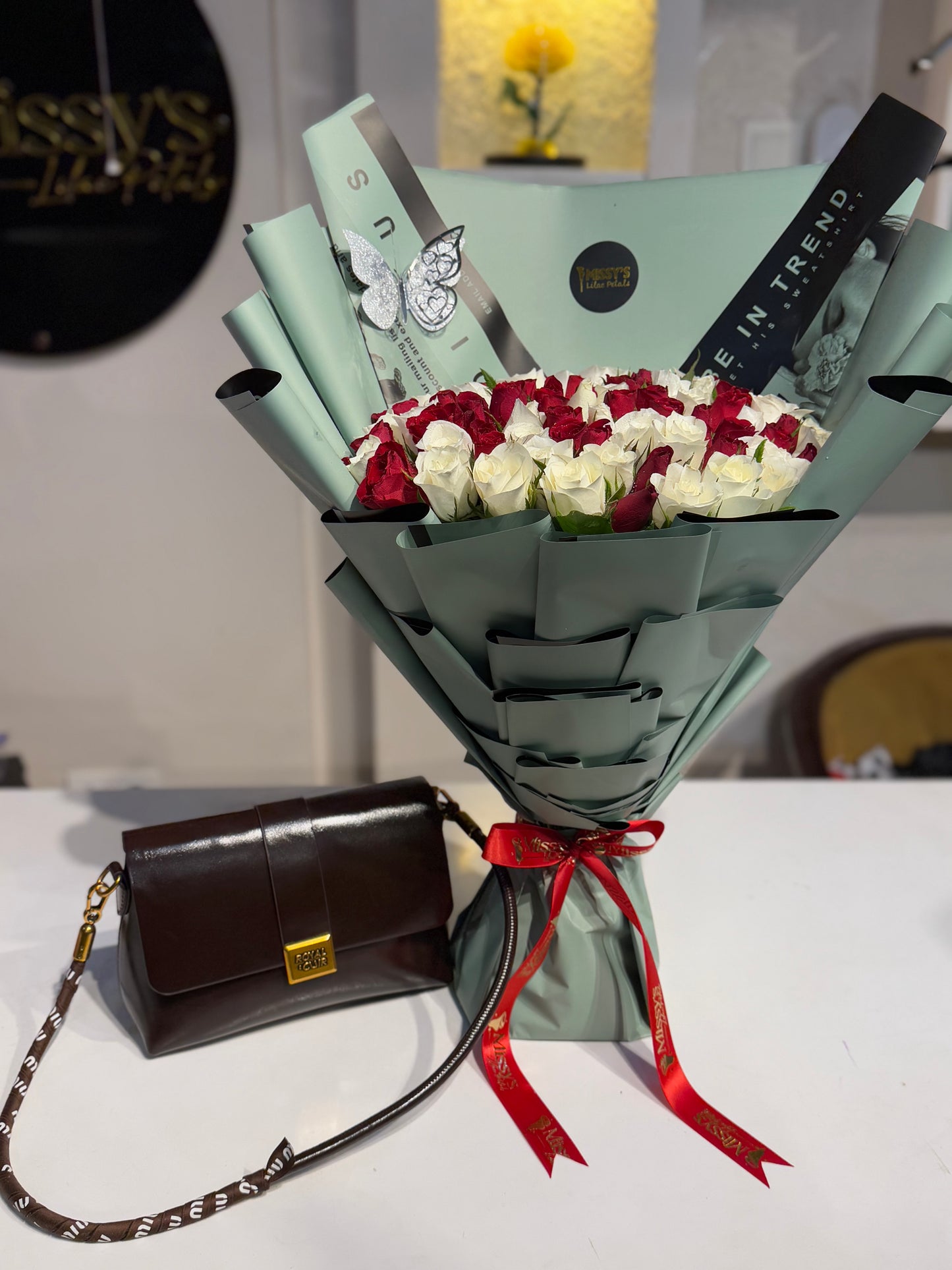 Bouquet and bag