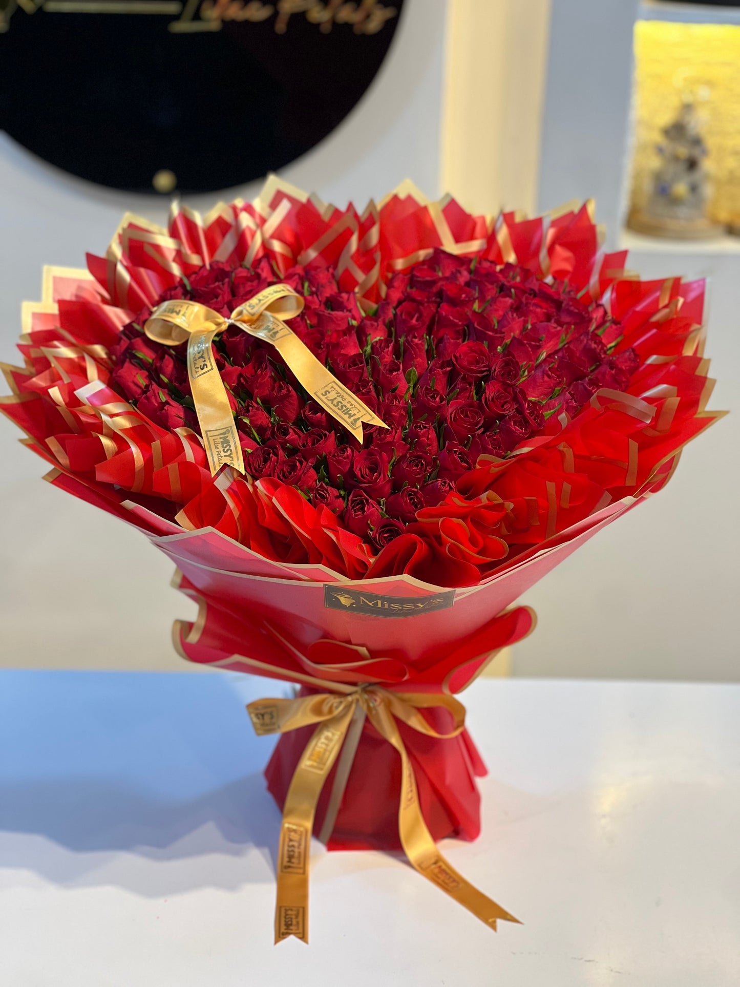Red hearts bouquet