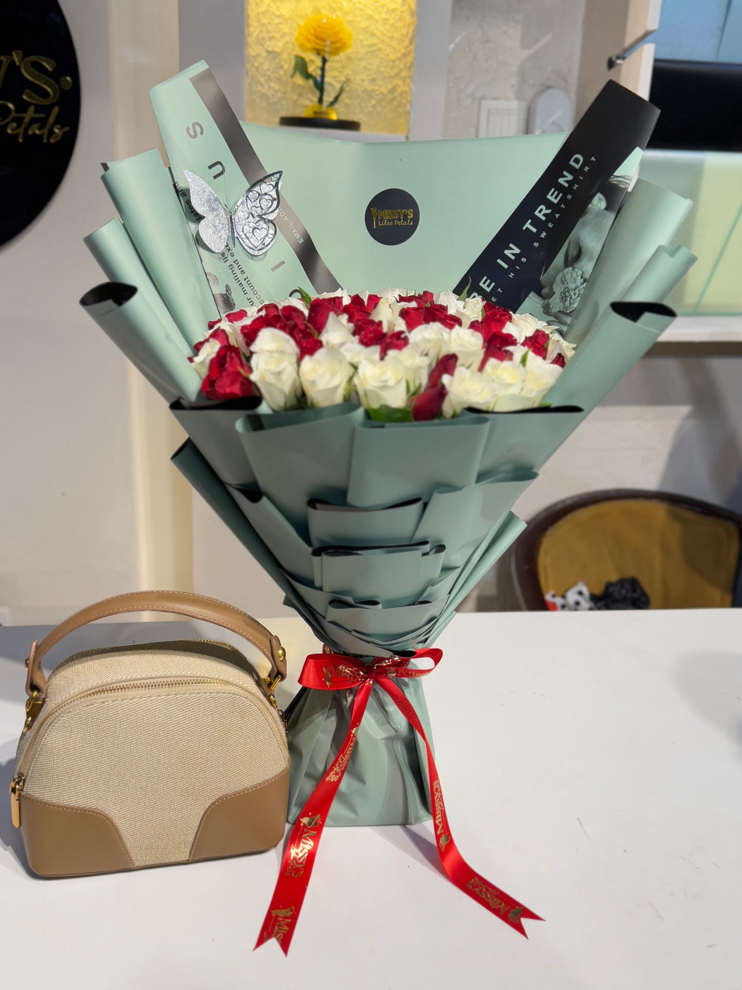 Bouquet and bag