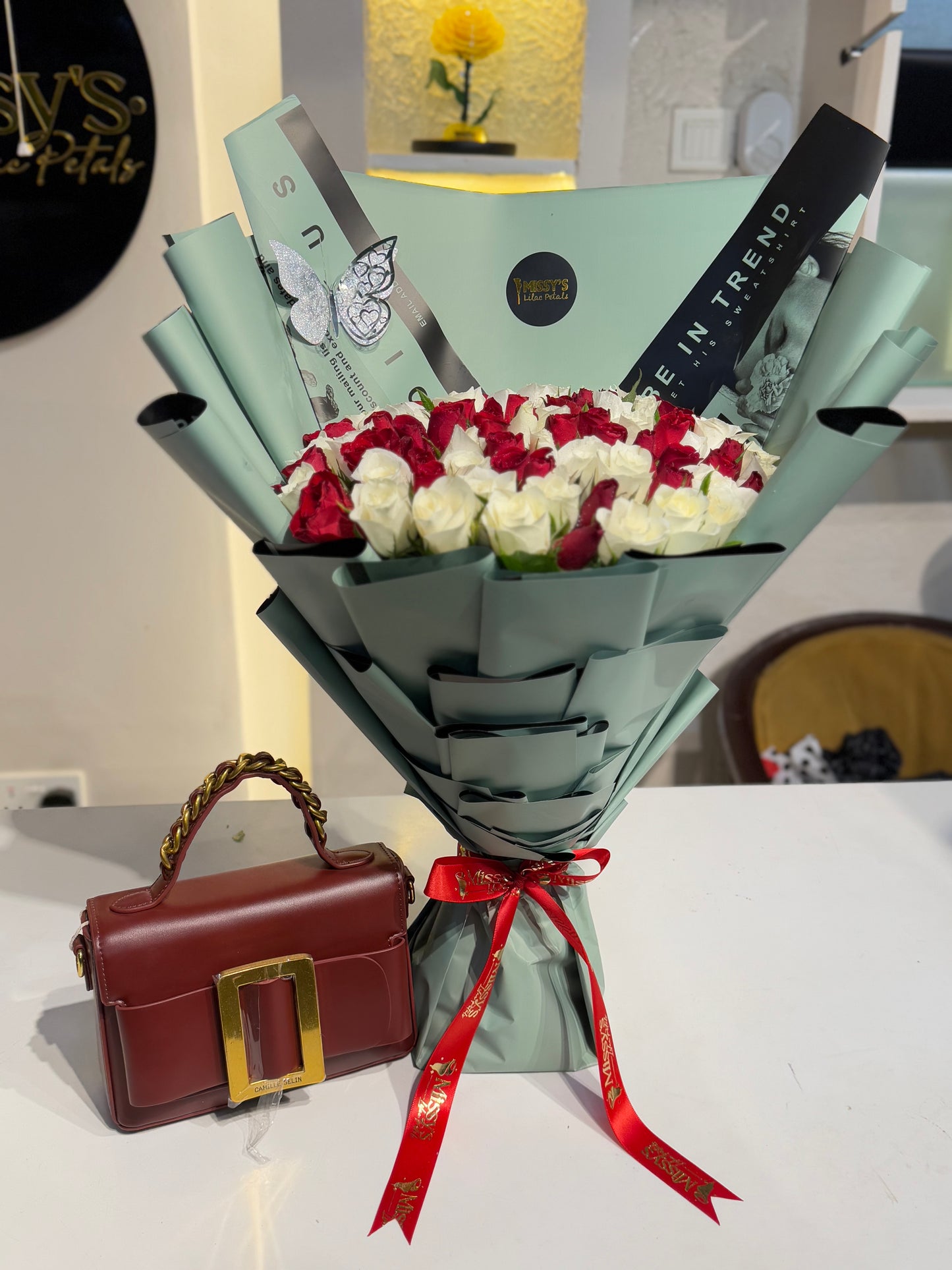 Bouquet and bag