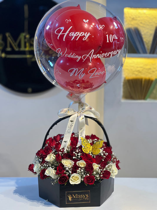 Basket and balloons