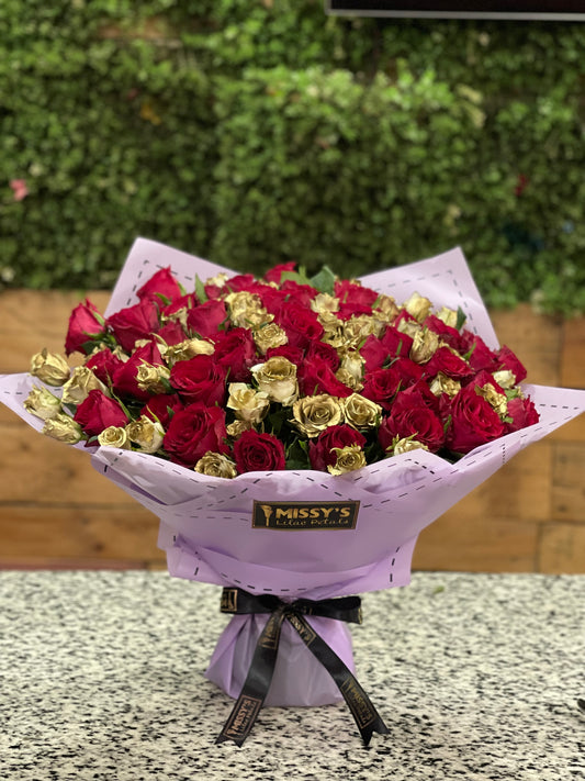 Glamorous Gold and red roses